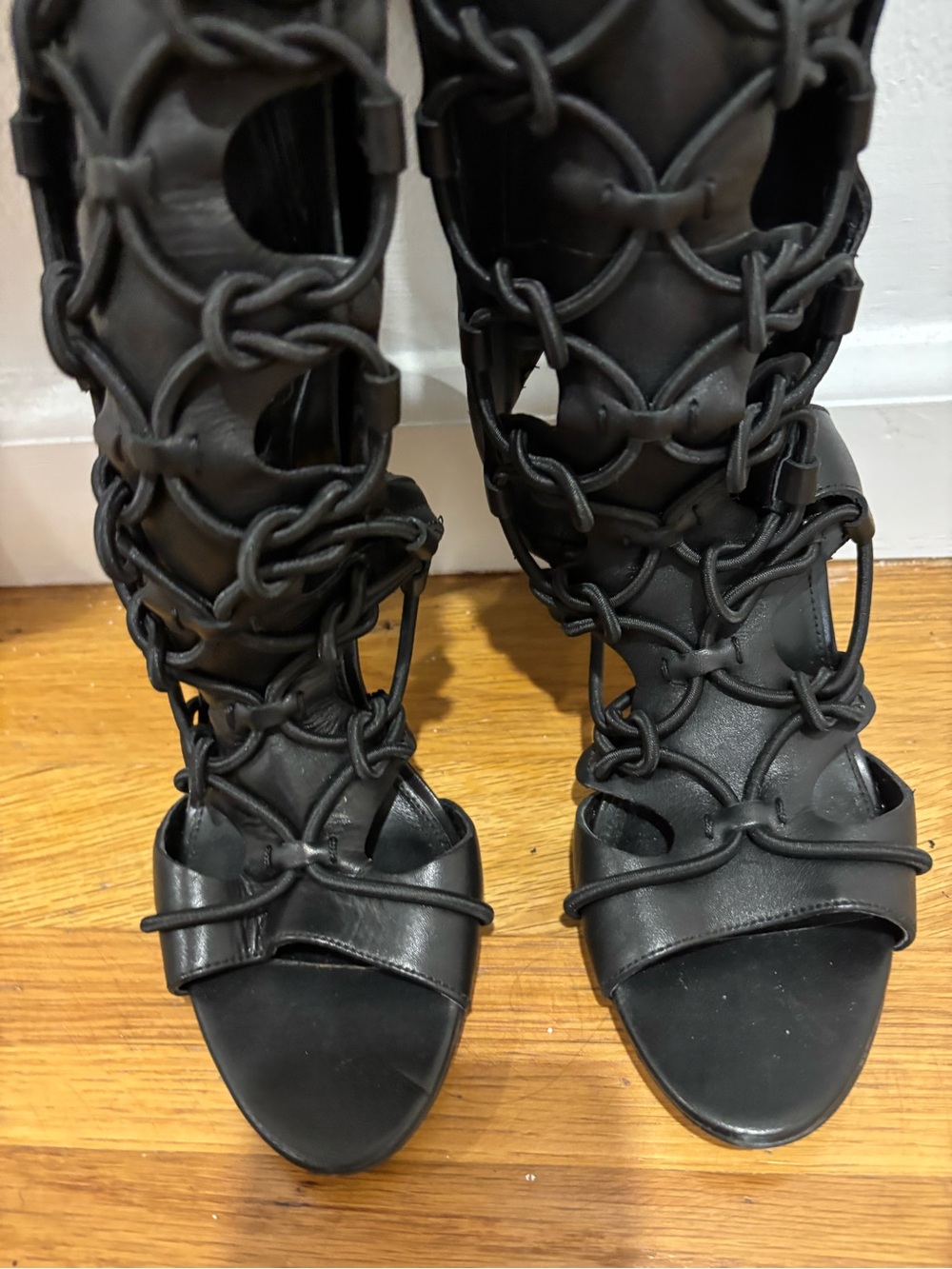 BCBGeneration Black Knotted Gladiator Heels